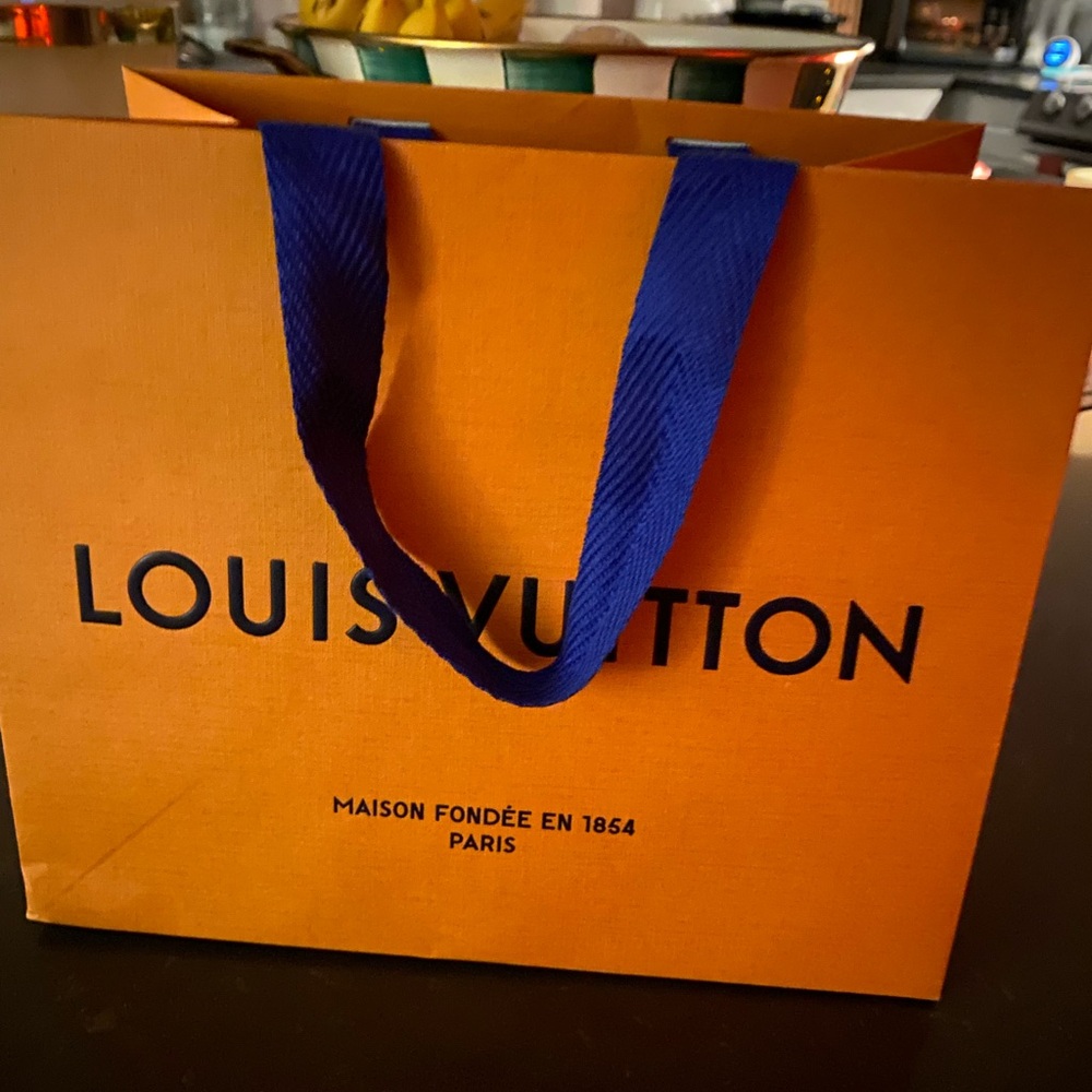 Louis Vuitton Tangerine Bag with Navy Accents